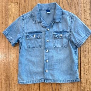 Old Navy Light Blue Denim Button Down Shirt Short Sleeve 4T EUC